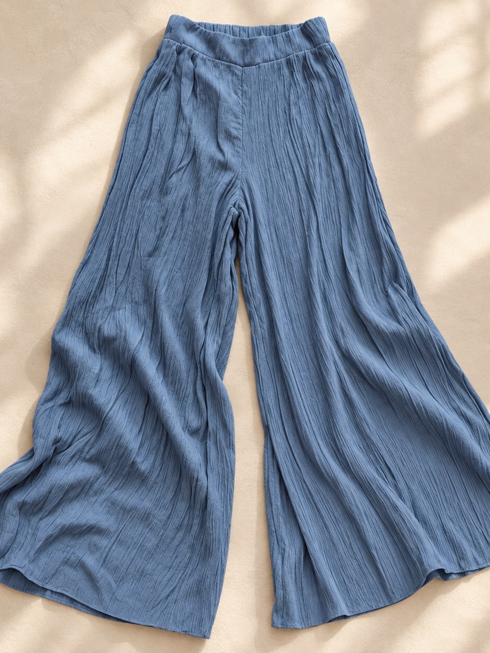 Cider Wide Leg Pants XS 75% Rayon 25% Polyester Blue Textured Pull On